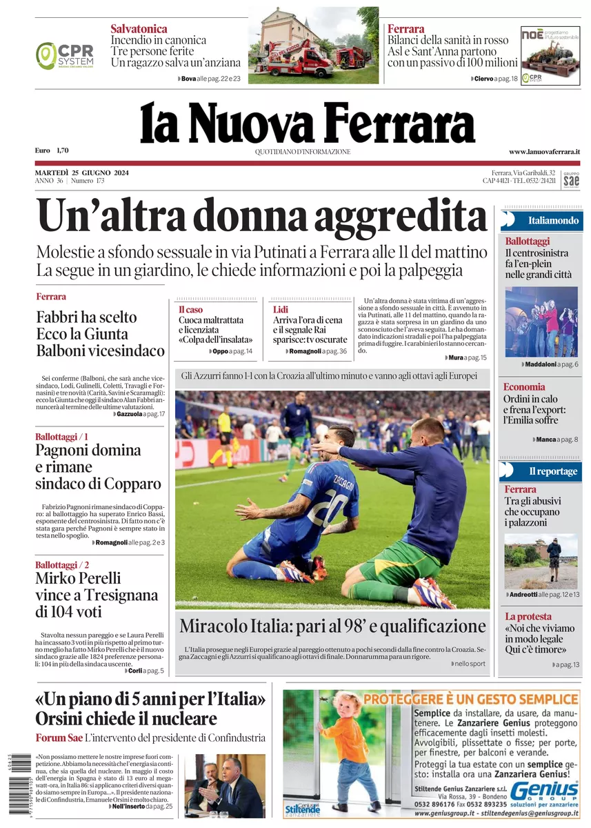 Prima-pagina-nuova ferrara-oggi-edizione-del-2024-06-25